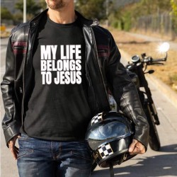 ,K173. MY LIFE BELONGS TO JESUS - - T-SHIRT CHRZEŚCIJAŃSKI
